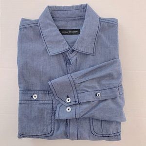MICHAEL BRANDON Chambray Long Sleeve Button-Down Shirt Size Medium